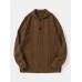 Men Cable Knit Lapel Button Solid Pullover Casual Sweaters