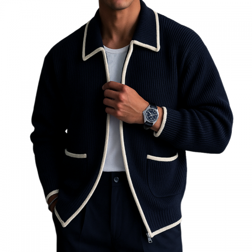 Men's Retro Casual Cable Knit Zipper Sweater Cardigan MTA0964I4TO