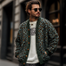 Men's Vintage Leopard Jacquard Colorblock Single Breasted Cardigan 23865460Y