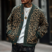 Men's Vintage Leopard Jacquard Colorblock Single Breasted Cardigan 23865460Y