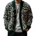 Men's Vintage Leopard Jacquard Colorblock Single Breasted Cardigan 17268231Y