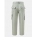 Men Solid Color Utility Multi Pocket Buttons Ankle Length Casual Pants